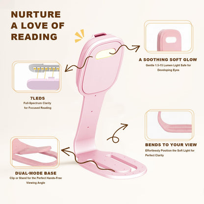 Rechargeable Kids Book Light, Cute Bookmark Reading Light for Kids, Dimmable Portable LED Book Light for Reading in Bed, Eye-Caring Bedtime Reading Lamp for Children & Travel, Black