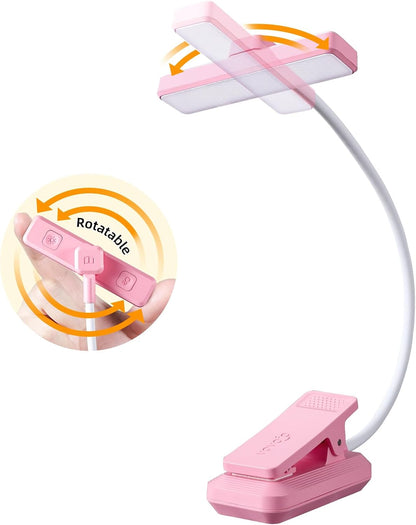 VAVOFO 24 LEDs Rotatable Book Light, Rechargeable Clip Reading Lamp