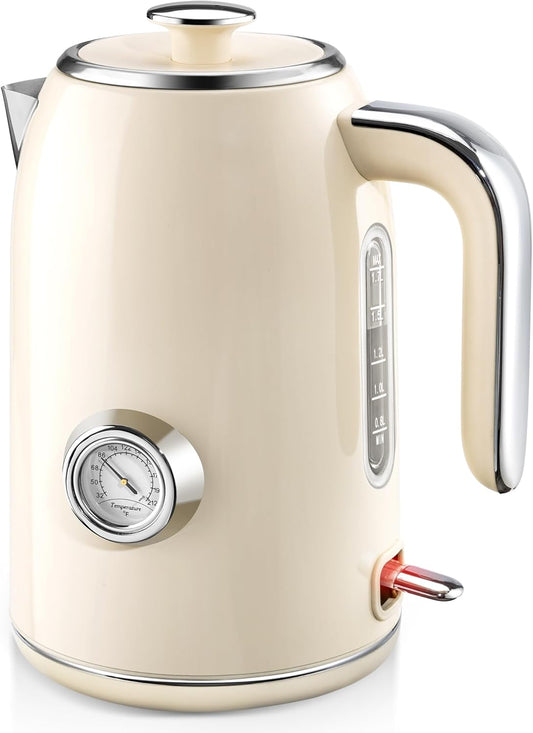 Pukomc Electric Kettle,1.7L Stainless Steel Electric tea kettle with Temperature Gauge, Fast Boiling, Auto Shut - off, BPA - Free, Boil - Dry Protection, (Retro Green)