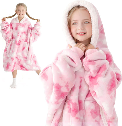 Kipswiza Wearable Blanket Hoodie Gifts for Women and Men, Oversized Cozy Warm Flannel Sherpa Hooded Blankets Sweatshirt with Giant Pockets for Adult and Teens, Dark Gray