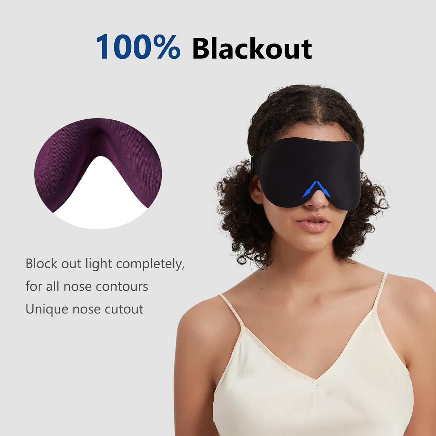 ALASKA BEAR Sleep Mask for Side Sleepers Patented Design, Cup-Shaped and Extra-Soft, 100 Blackout Eye Mask Shades Cover for Men and Women Home or Travel, Machine Washable, Black