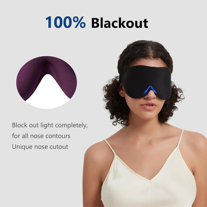 ALASKA BEAR Sleep Mask for Side Sleepers Patented Design, Cup-Shaped and Extra-Soft, 100 Blackout Eye Mask Shades Cover for Men and Women Home or Travel, Machine Washable, Black