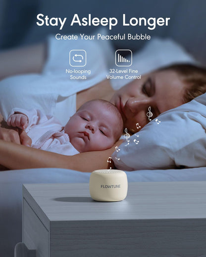 FLOWTUNE Sound Machine White Noise Machine for Baby Adults, 18 Non-looping Sounds, Timer, Memory Function, Portable Sleep Sound Therapy Gift (Mint Green)