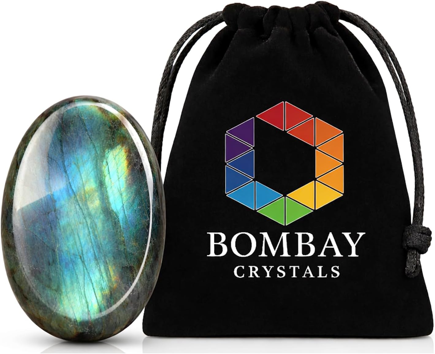 Natural Polished Thumb Palm Crystal for Meditation, Labradorite Worry Stone for Stress Relief, Anxiety Support & Pocket Reiki Healing