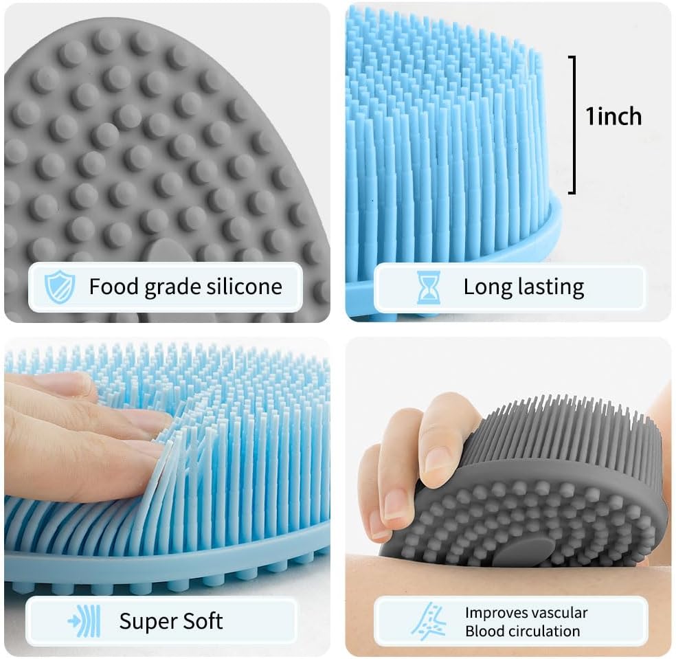 Silicone Body Scrubber, Exfoliating Body Scrubber Silicone, 3pack Soft Loofah Silicone Body Scrubbers for Use in Shower, Shower Scrubber for Body, Silicone Scrubber Men Women for All Skin