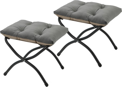 15"(H) Folding Ottoman, Foldable Footrest Stool, Portable Small Foot Stool for Couch, Collapsible Foot Rest Ottoman for Sofa, Accent Padded Ottomans for Living Room, Bedroom, Dark Grey
