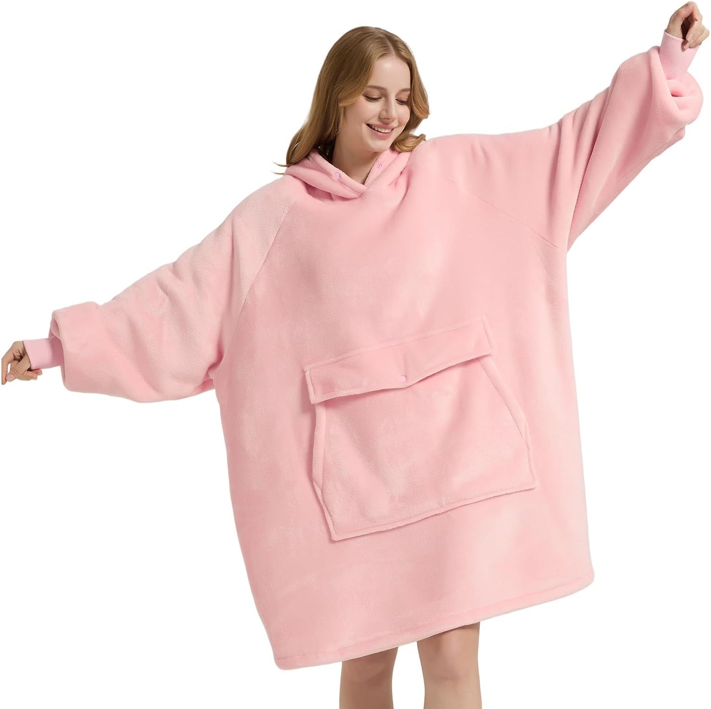Krifey Wearable Blanket Hoodie, Oversized Sherpa Hooded Blanket for Adults | Soft sherpa fleece with sleeves and pocket; oversized fit for lounging, WFH, camping, Christmas and white elephant gifts.