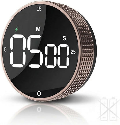 Rechargeable Magnetic Kitchen Timer, LED Countdown/Count-Up Timer, Supports USB-C Charging, with Loud Alarm, 3 Preset Quick Times (5/15/25m), Perfect for Kitchen Cooking, Studying, and Fitness
