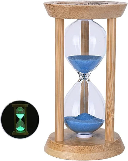 Mini Wooden Sand Timers,100% Bamboo Hourglass Sand Timers 1Min Sandglass Timer for Toothbrush Timer Games Classroom Home Office Cooking(Blue+1Min)