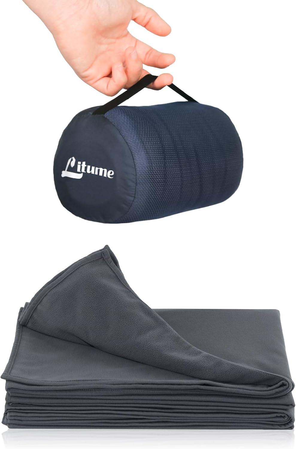 Litume Travel Blanket Lightweight and Breathable, 67 x 48 in Soft Airplane Flight Blanket for Travelers, Foldable Camping Sheet with Stuff Sack for Train, Camp, backpacking, office, home (Velvet E650)