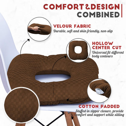 Stuffed Donut Pillow Seat Cushion | for Tailbone and Coccyx Pain, Hemorrhoids, Bed Sores, Pregnancy, Prostate, Surgery Recovery, Sitting Pressure Relief, for Home, Office and Car (Grey)