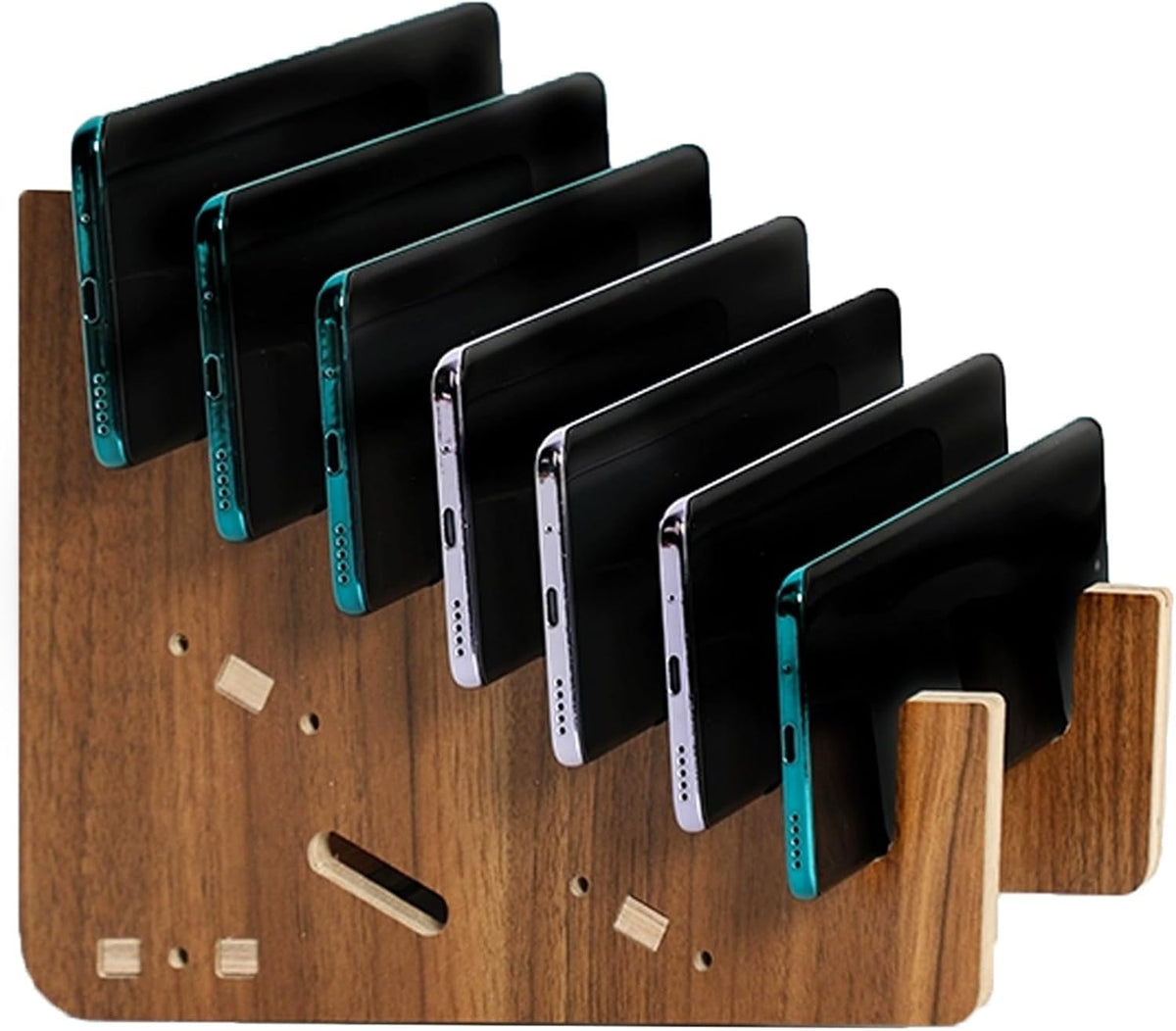 Cell Phone Holder Classroom, Wood Charging Station Rack Organizer for Multiple Devices, Cell Phone Box for Home School Office(50x11x30cm/20x4.3x12in)