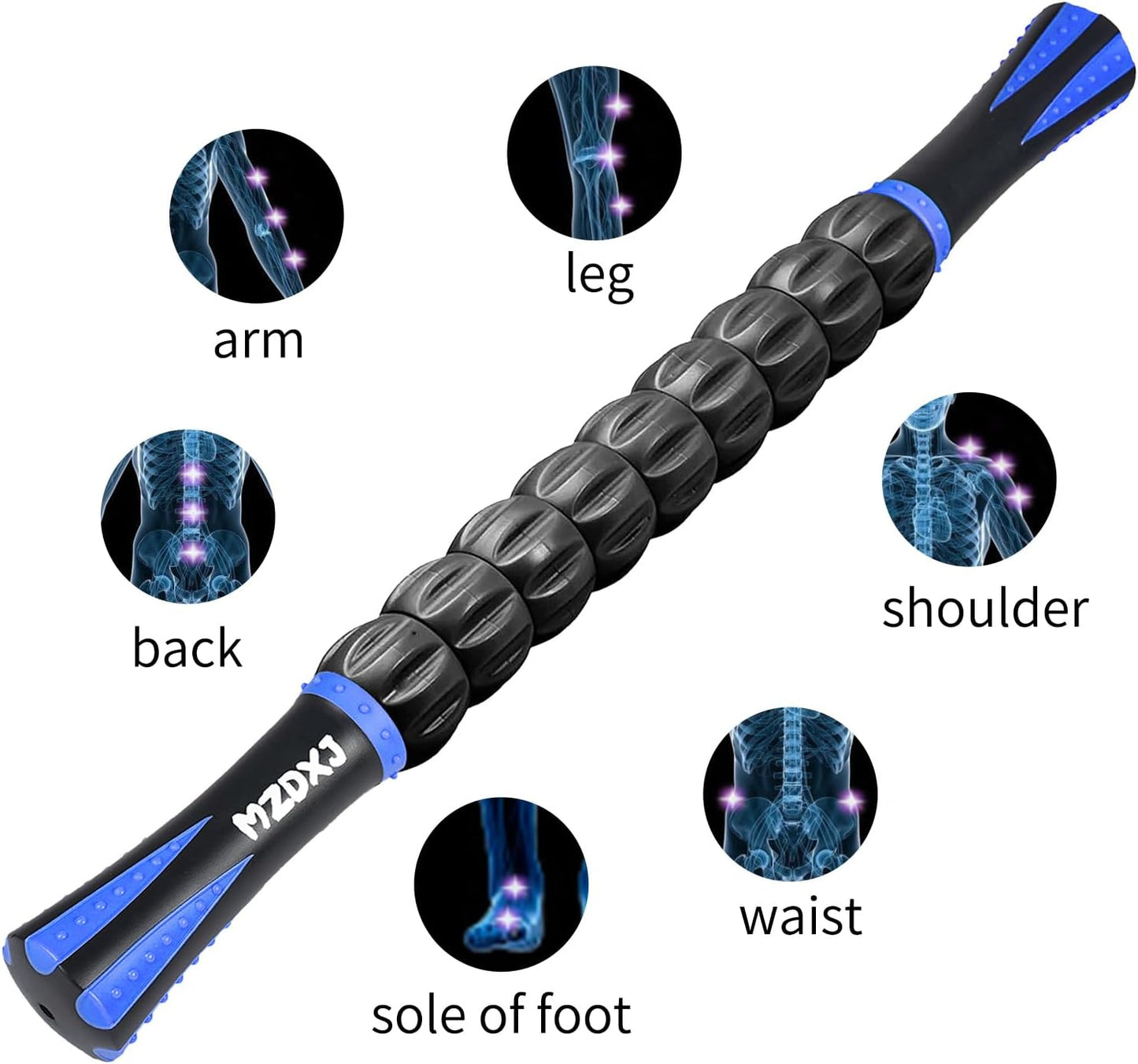 Muscle Roller Massage Roller Stick- Deep Tissue Fascia Blaster for Myofascial Pain Relief, Lymphatic Drainage & Body Sculpting, Handheld Physical Therapy & Recovery Tool (Pink black-18 inch)