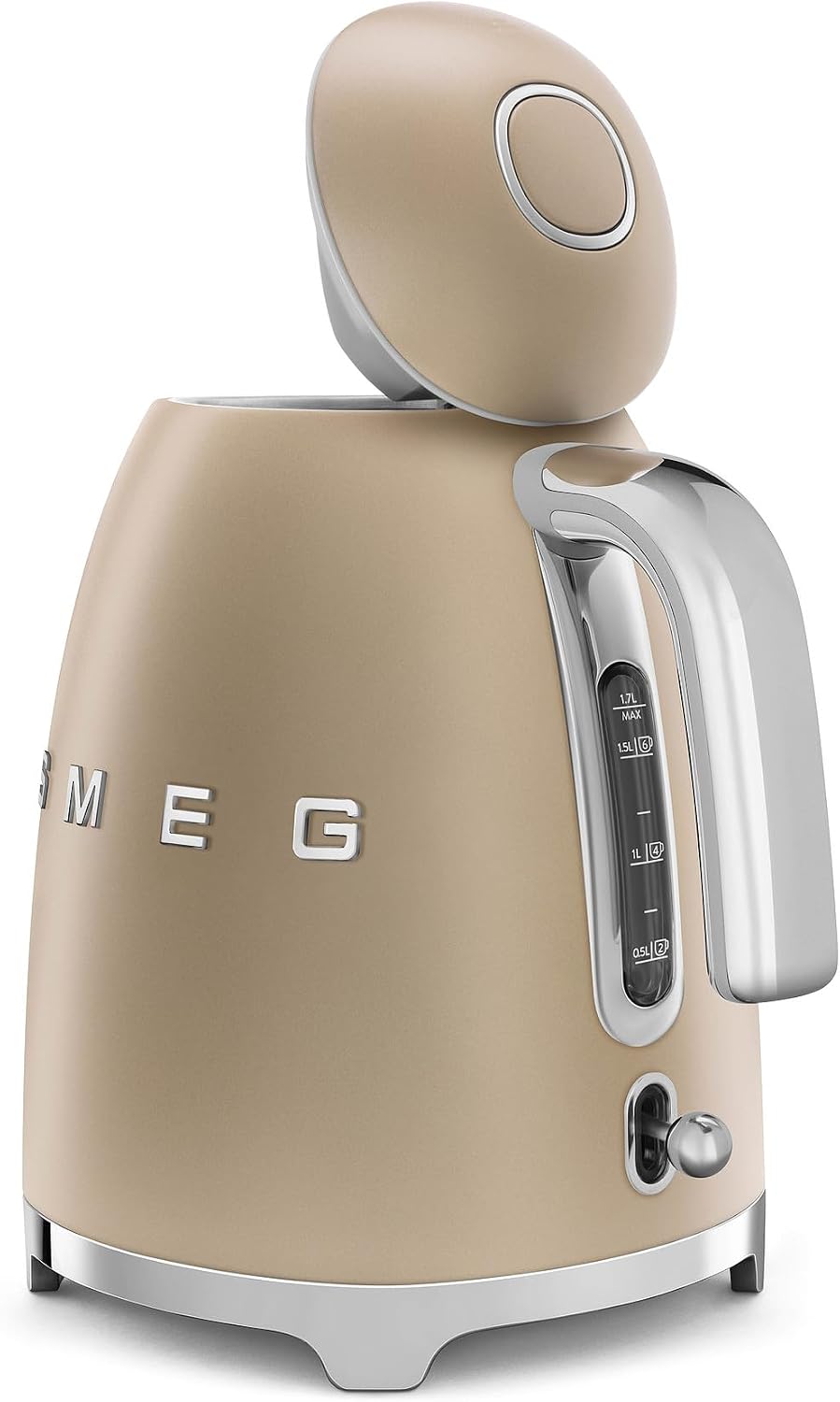 SMEG KLF03 Electric Kettle 1.7L (7 Cup), Retro Hot Water Boiler for Tea & Coffee, Fast Boiling, Auto Shut-Off, Soft Open Lid, 360° Swivel Base Countertop Kettle – Matte Champagne