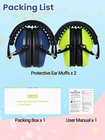 Dr.meter Ear Muffs for Noise Reduction: 27.4SNR Noise Cancelling Headphones for Kids Adults, EM100 Adjustable Hearing Protection Earmuffs for Monster Jam, Autism Sensory, Concerts, Fireworks- 3PACK