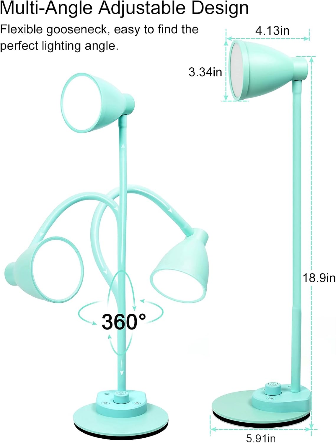 BOHON LED Desk Lamp with USB Charging Port 3 Color Modes Dimmable, Black