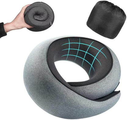 Travel Pillow, Memory Foam Neck Pillow with Ergonomic 360° Support, Travel Neck Pillow for Airplanes, Compact Design for Plane, Car & Office Travel Essentials, Max Black