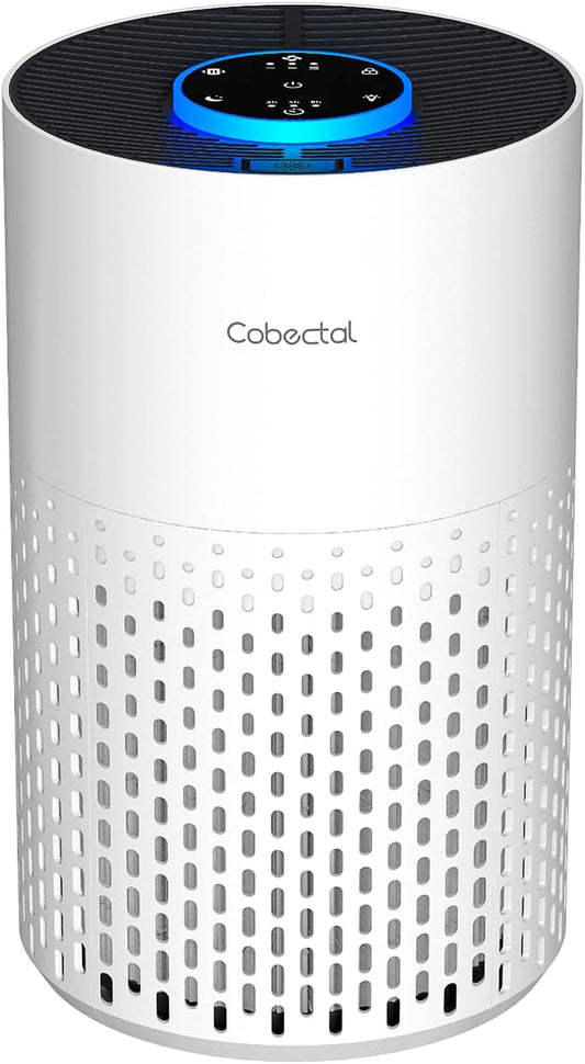 Cobectal Air Purifiers for Home Bedroom with 3-in-1 Filter, White