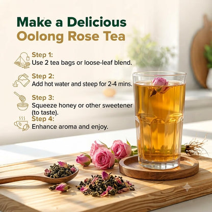 Goodwyn Oolong Rose Tea Bags, Oolong Tea with Rose Petals, 30 Bags