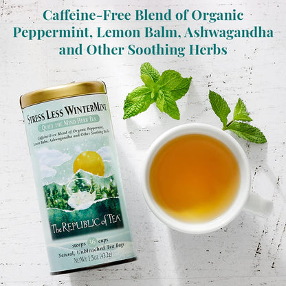The Republic of Tea Stress Less WinterMint Herbal Tea, Caffeine Free, 36 Ct