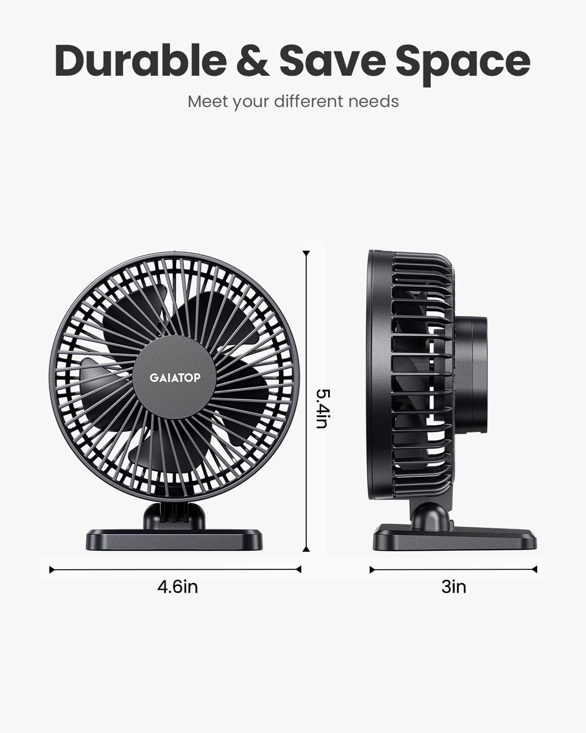 Gaiatop USB Desk Fan, Small But Powerful, Personal Portable Quiet 3 Speeds, Adjustable Mini Table Desktop fan for Cooling Home Office Car Summer Travel Gifts Blue