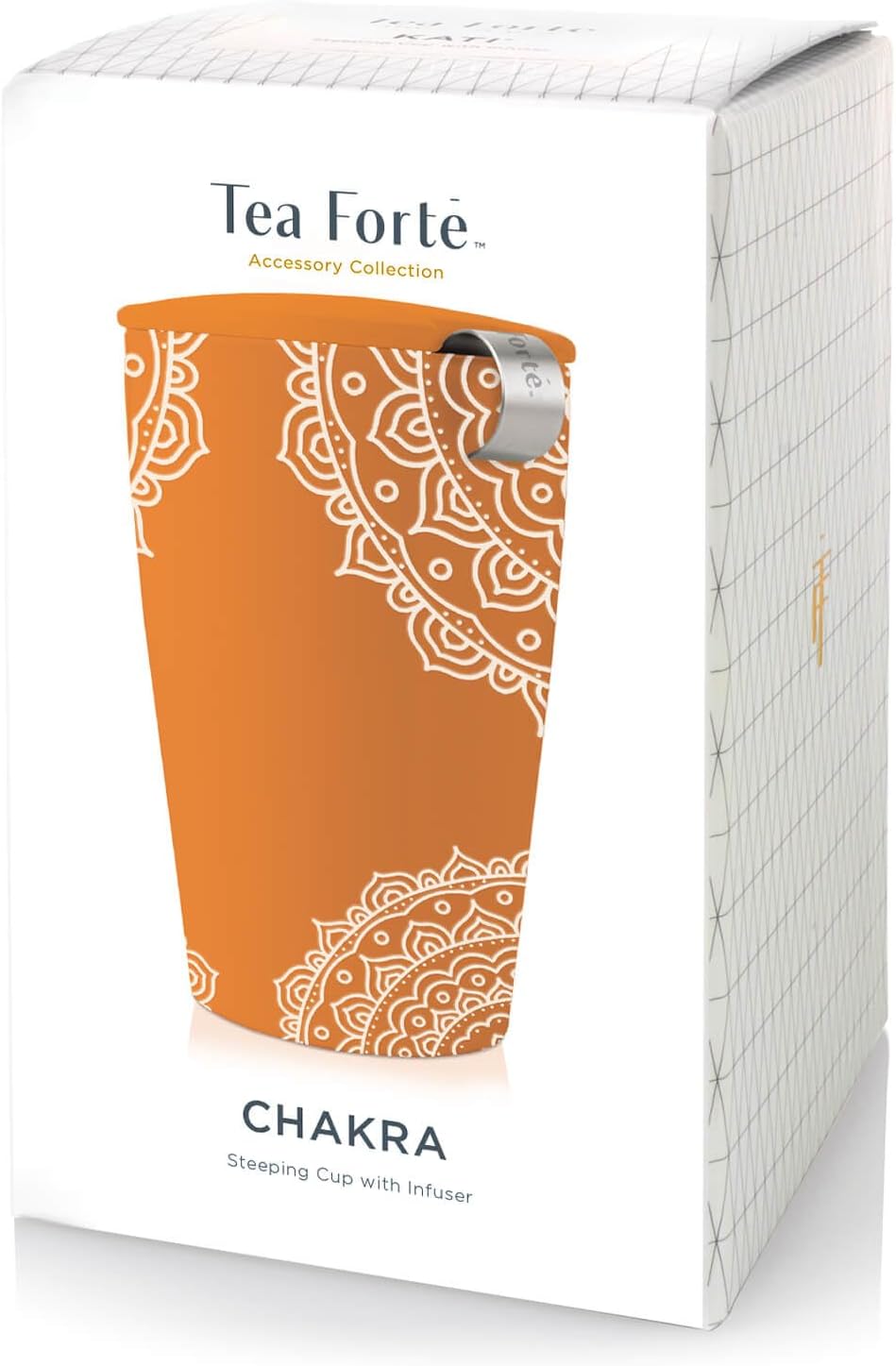 Tea Forte Double-Walled Ceramic Kati Cup, Removable Stainless Steel Infuser Basket and Lid, Steeps 12 oz Loose Leaf Tea, Dishwasher & Microwave Safe, Cherry Blossom