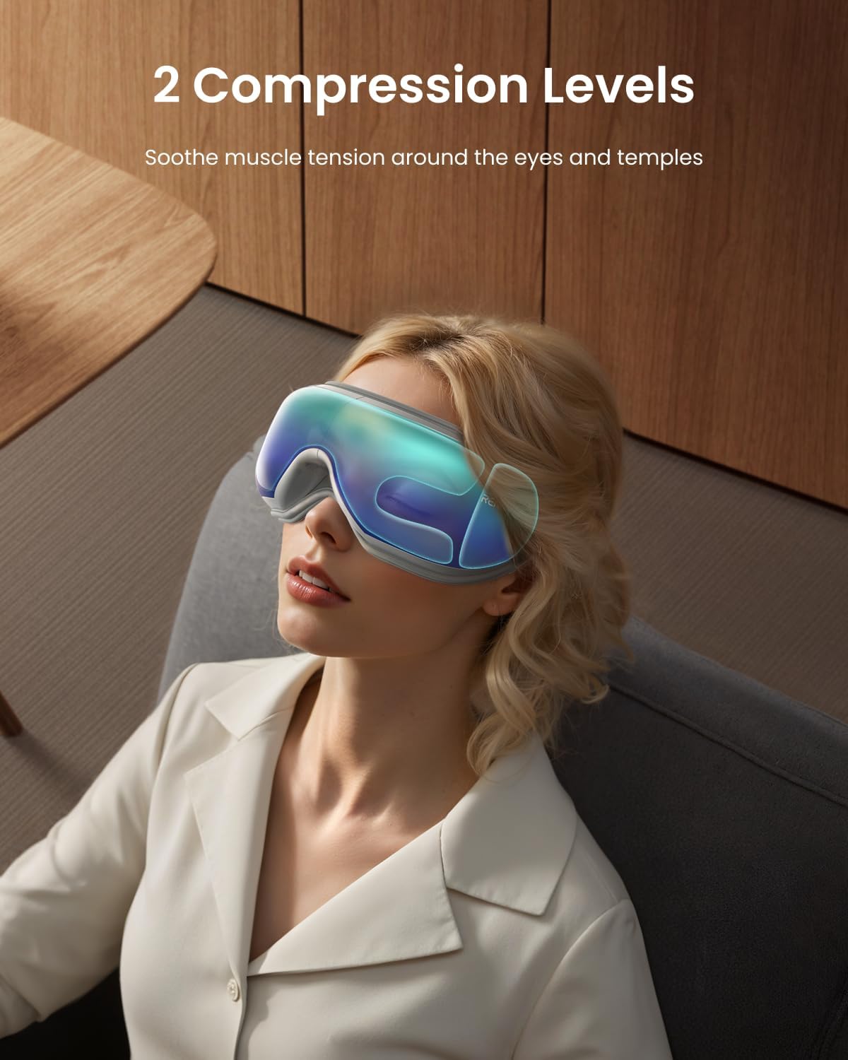 RENPHO Eye Massager with Heat, FSA Eligible HSA,Gifts for Men,Women,Eyeris 1 Eye Massager with Remote, Sleep Mask for Relieves Head Tension, Soothe & Refresh, Enhance Rest, White