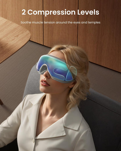 RENPHO Eye Massager with Heat, FSA Eligible HSA,Gifts for Men,Women,Eyeris 1 Eye Massager with Remote, Sleep Mask for Relieves Head Tension, Soothe & Refresh, Enhance Rest, White