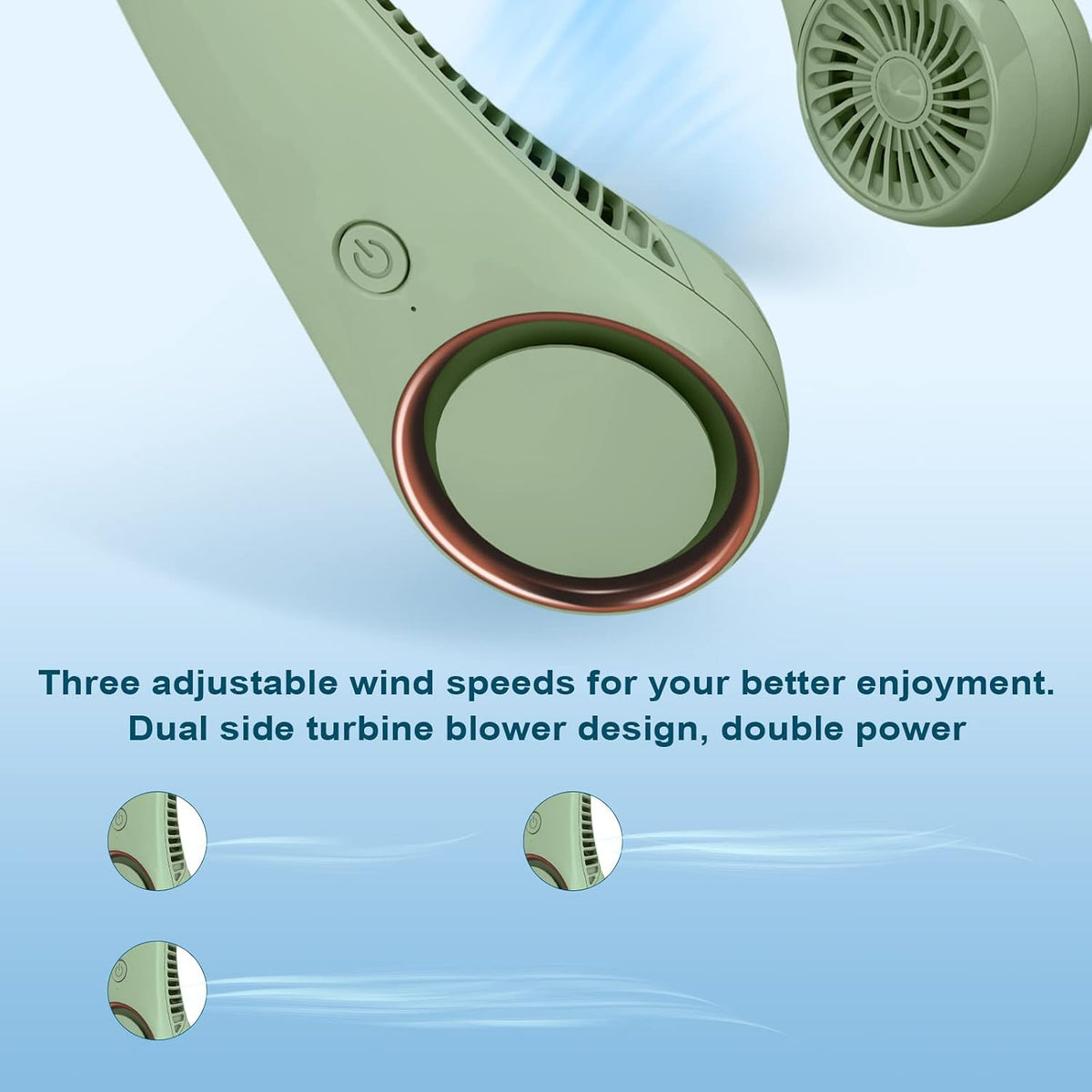 CIVPOWER Neck Fan: Portable Personal Neck Cooling Rechargeable Bladeless Fan - Hands Free 3 Speed 4000 mAh Battery USB Operated Wearable Headphone Design - Gift for Men Women Outdoor (White)