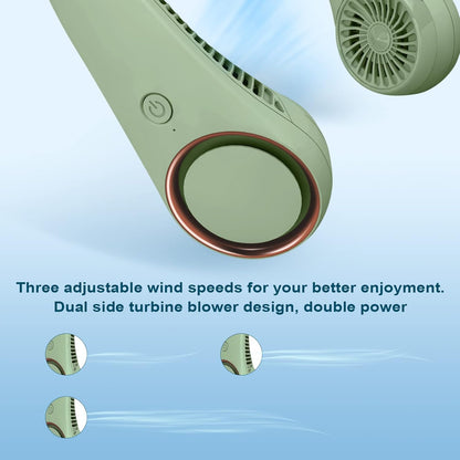 CIVPOWER Neck Fan: Portable Personal Neck Cooling Rechargeable Bladeless Fan - Hands Free 3 Speed 4000 mAh Battery USB Operated Wearable Headphone Design - Gift for Men Women Outdoor (White)