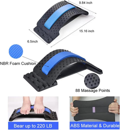 Back Stretcher for Lower Back Pain Relief, 4 Level Adjustable Lumbar Cracker Board Massager, Stretching Device for Scoliosis, Sciatica (Purple)