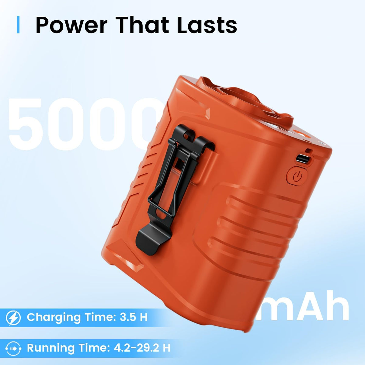 KIBEE Portable Waist Fan, 12500RPM Rechargeable Wearable Belt Clip Fan, Hands Free Cooling Fan for Outdoor Work, Construction, Hiking, Camping, Fishing, Long Battery Life Personal Cooling Device