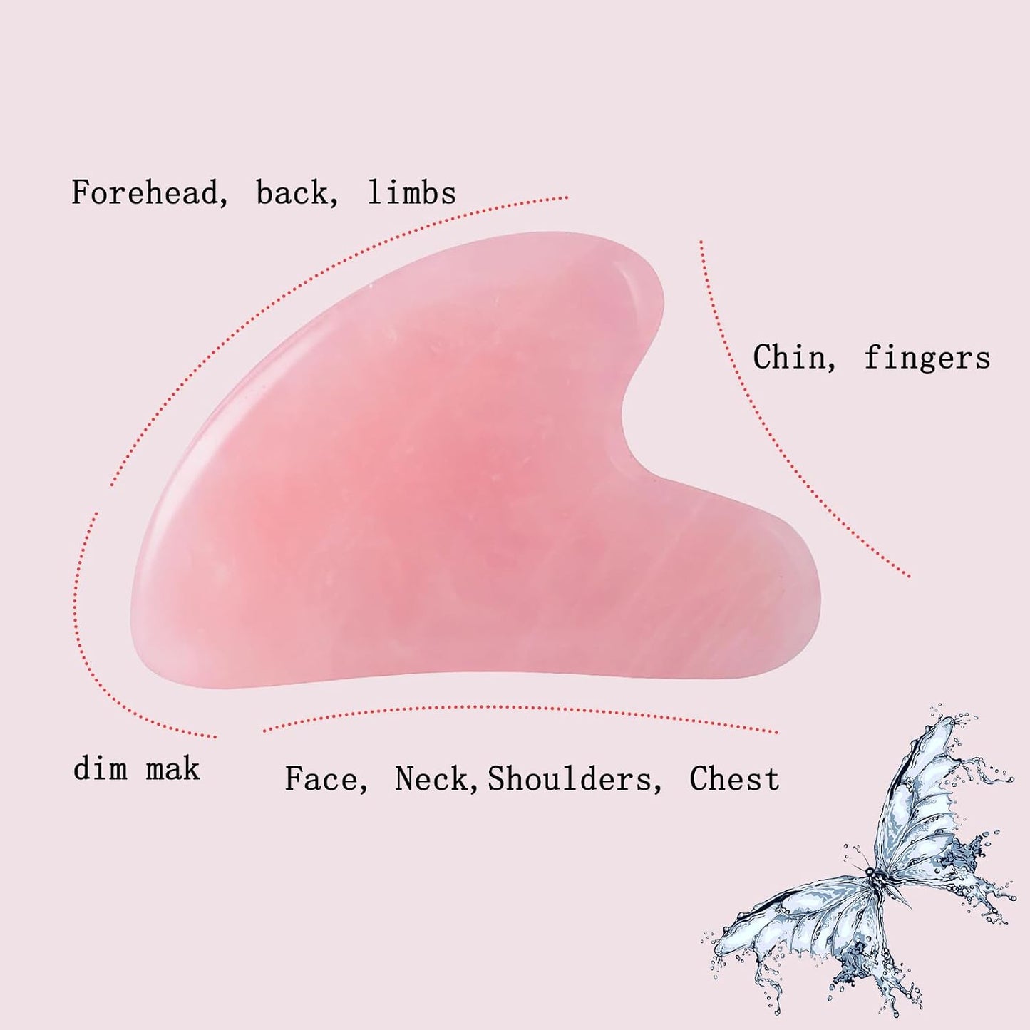 Gua Sha Jade Stone Gua Sha Massage Tool, Guasha Tool for Face and Body Skin Massage. Tools for SPA Acupuncture, Pink Stone for Body Face Neck and Eye, Skin Care Gift for Woman (Pink)