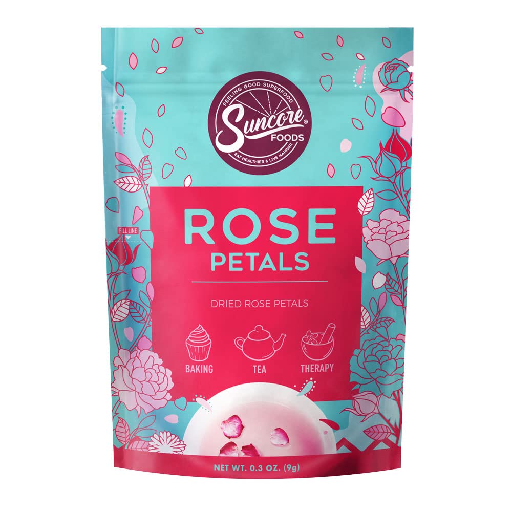 Suncore Foods Rose Petals 0.3oz | Premium Edible Flowers for Tea & Baking