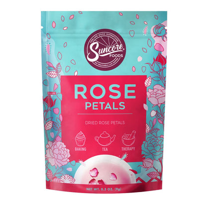 Suncore Foods Rose Petals 0.3oz | Premium Edible Flowers for Tea & Baking