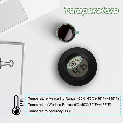 Mini Hygrometer Thermometer Digital Humidity Meter Indoor/Outdoor Humidity Monitor Reptile Thermometer for Greenhouse Garden Cellar Fahrenheit(℉)/ Celsius(℃) 2 Pack