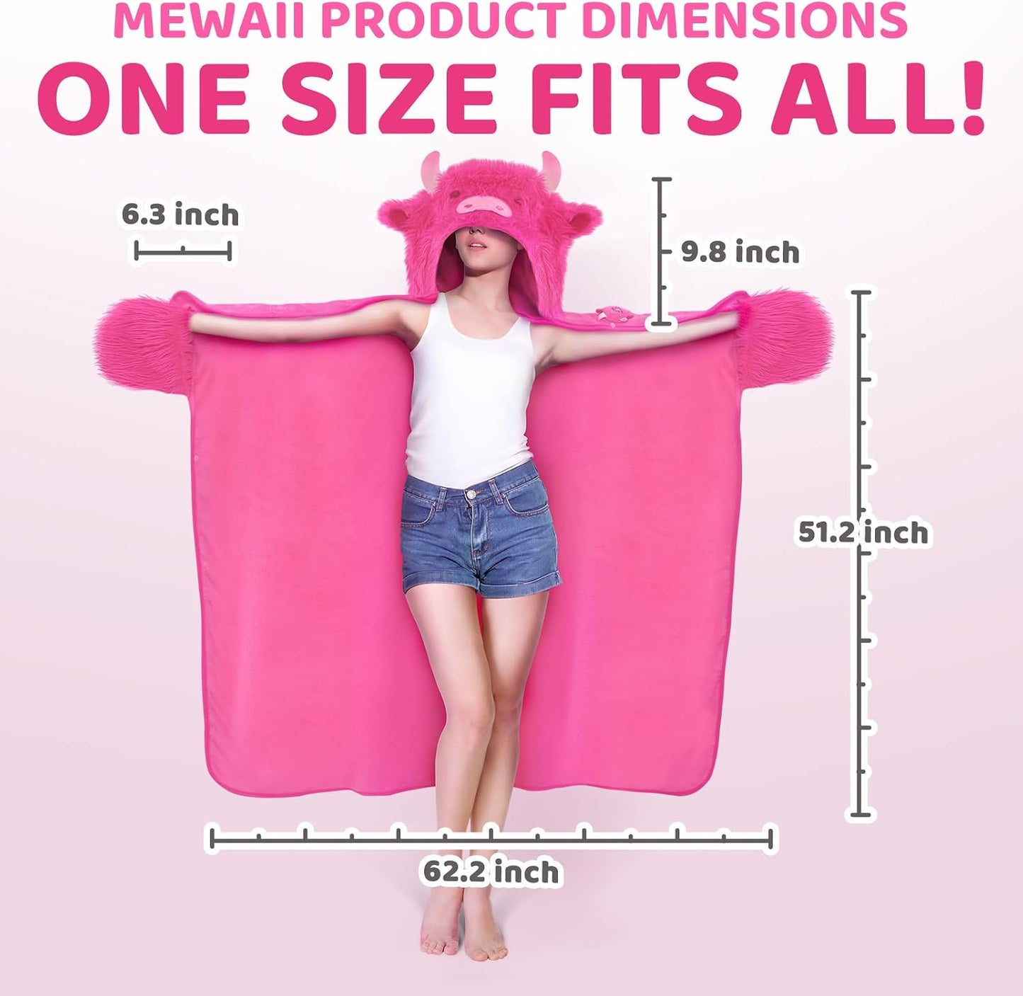Mewaii Ultimate Softness Highland Cow Wearable Blanket Hoodie –Expertly Designed for American Body Full Coverage with Easy Movement Oversized Warm Cozy Flannel Blanket Cute Highland Cow Gift for Women