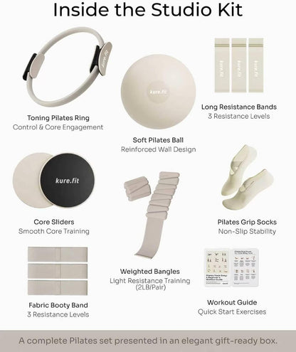 Pilates Kit for Women – Home Pilates Equipment Set with Ring, Ball & Resistance Bands | Pilates Starter Kit with Accessories in Gift Box