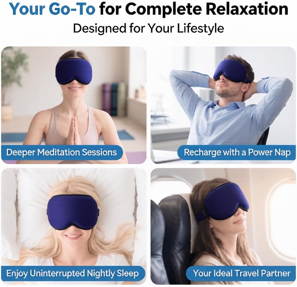 3D Cooling Gel Weighted Eye Mask for Sleeping, 100% Blackout Sleep Mask