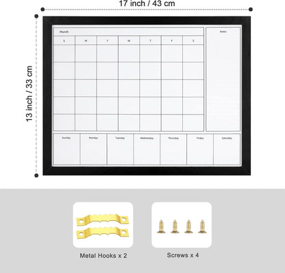 3-in-1 Dry Erase Calendar for Wall, Magnetic Surface Calendar Whiteboard