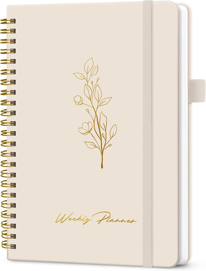 Taja Undated Weekly Planner, Weekly To Do List Notebook with Goal & Habit Tracker Organizer, A5 Weekly Planner Notebook with Spiral Binding, 6.1" x 8.2" - Green