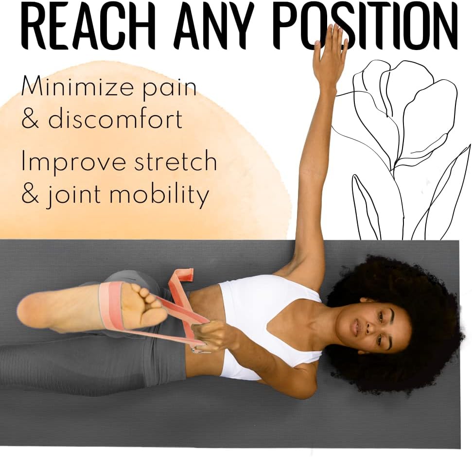 TECEUM 2 IN 1 Yoga & Mat Strap for Stretching – Cotton – 6/8/10 ft