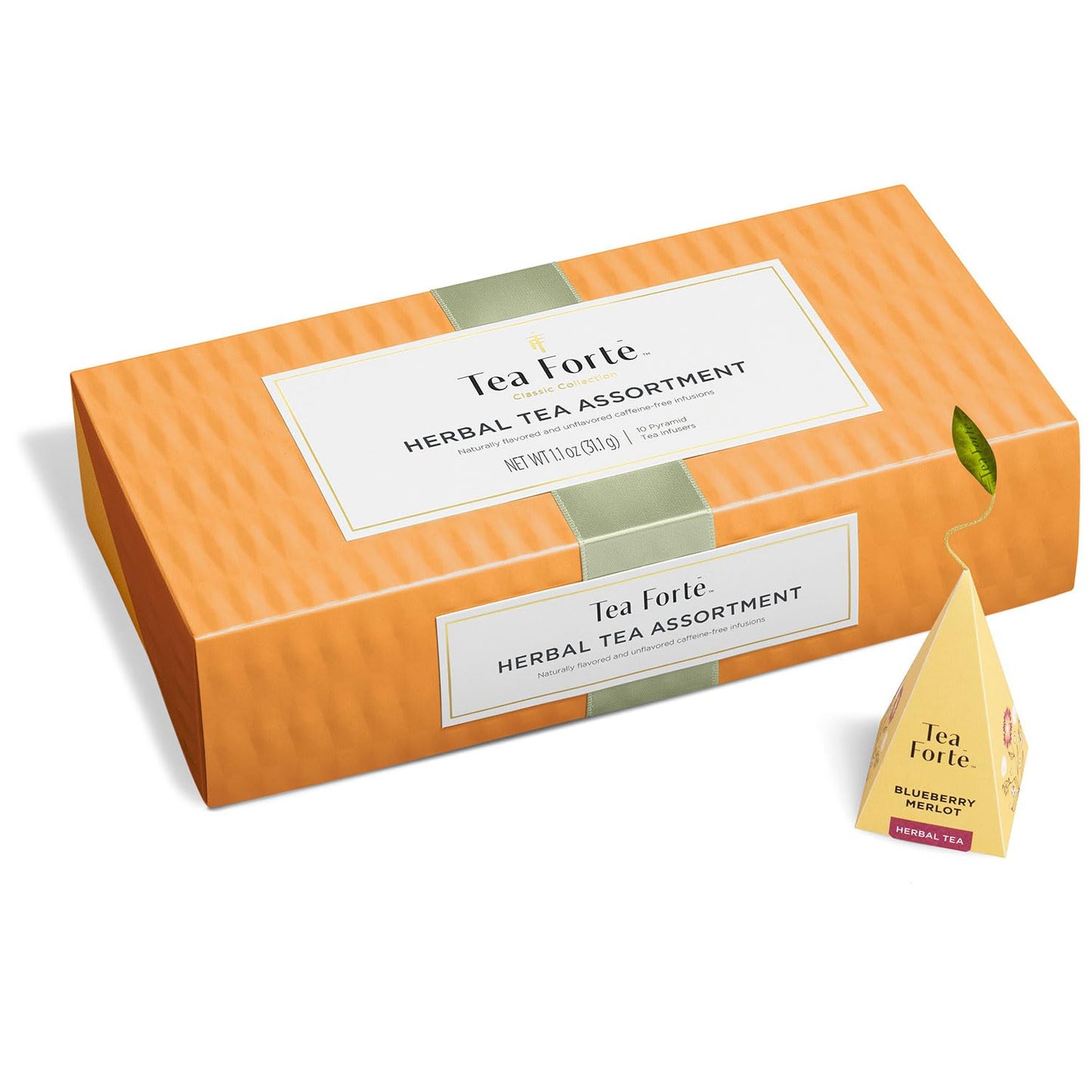 Tea Forte Premium Petite Presentation Box Gift Set Sampler, 10 Count, 2 of Each Blend Individually Wrapped Handcrafted Pyramid Infuser Bags, Demoiselle Tea