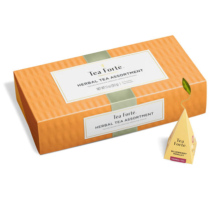 Tea Forte Premium Petite Presentation Box Gift Set Sampler, 10 Count, 2 of Each Blend Individually Wrapped Handcrafted Pyramid Infuser Bags, Demoiselle Tea