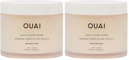 OUAI Scalp & Body Scrub, St. Barts - Exfoliating Body Scrub with Sugar & Coconut Oil Blend for Smooth, Moisturized Skin - Gentle Scalp Exfoliator for Removing Product Build Up (8.8 Oz)