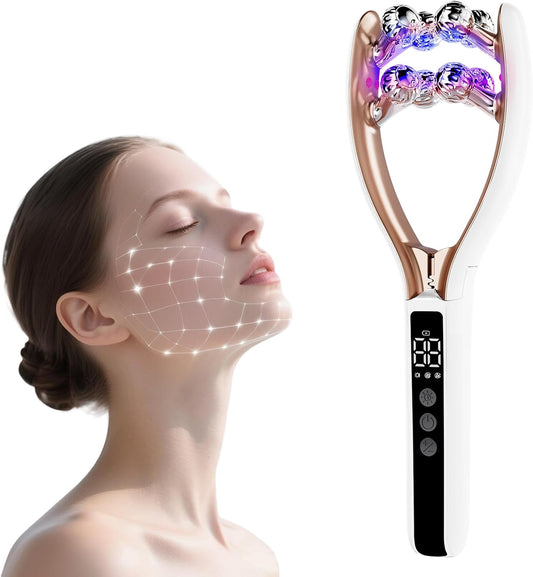 Wireless Face Massager Tool, 8-Roller 3D Face Roller for Women
