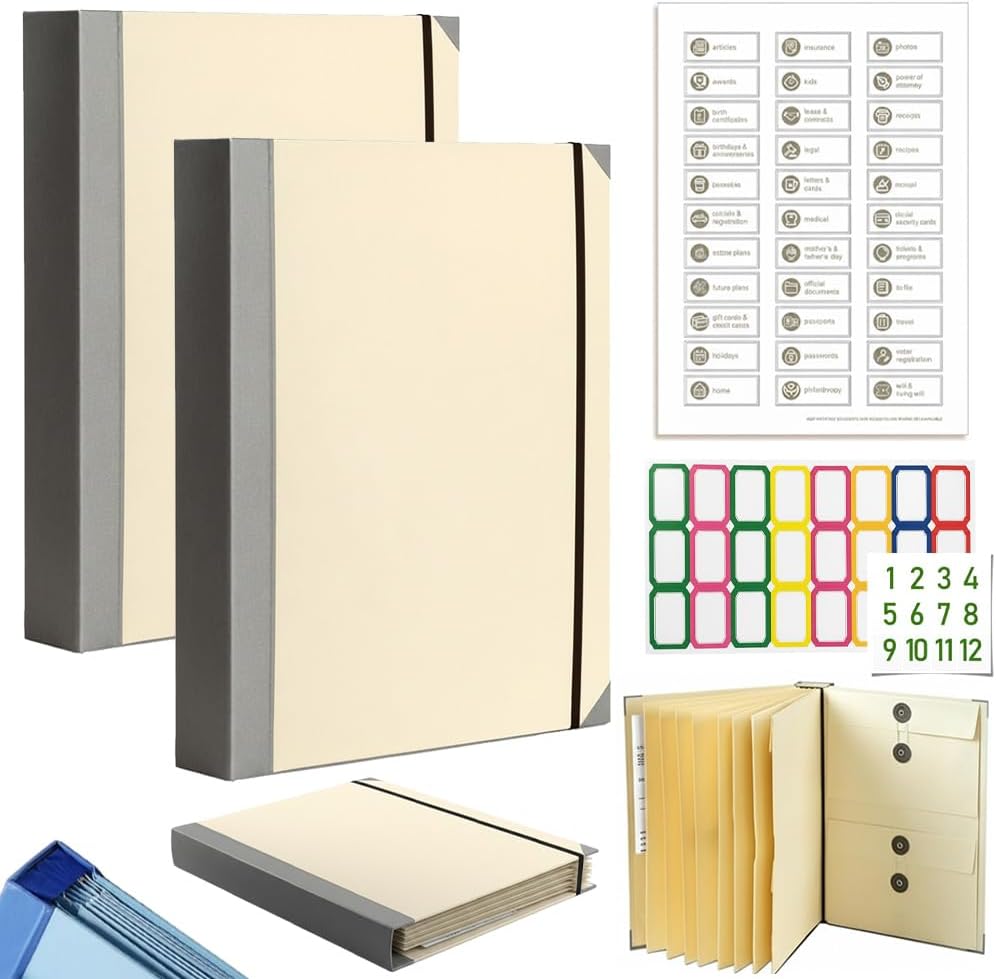 The Life Book Document Organizer - Binder for Important Documents, The Folio in Case I Die Binder, Family Emergency Planner, End of Lifeorganizer Paper File Folio Organizer with Labels(Blue)