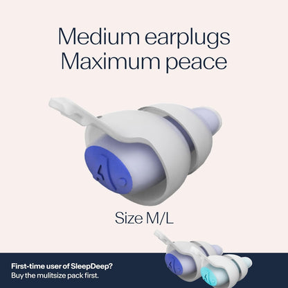 Alpine SleepDeep Earplugs for Sleeping – Side Sleepers & Snoring – Ultra-Soft Noise Reducing Earplugs – 27dB SNR – Hypoallergenic, Silicone-Free – 2 Pairs (S + L)