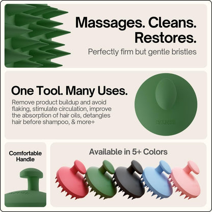 SXNSE - Revive Silicone Scalp Massager, Arctic - Manual Hair & Scalp Scrubber for Dandruff, Buildup, Itch, & Hair Growth - Soft Exfoliating Silicone Bristles for Wet & Dry Hair, Flake-Free Finish