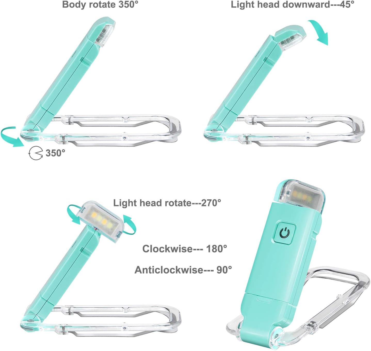 HONWELL Rechargeable Book Light, Clip On LED Reading Lights for Kids Reading in Bed, 3 Brightness Levels Dimmable Bookmark Light for Eye-Protection, Portable Reading Lamp for Bookworms, Travel(Orange)